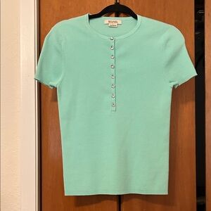 Michael Kors Mint Short Sleeve Henley Knit Top
